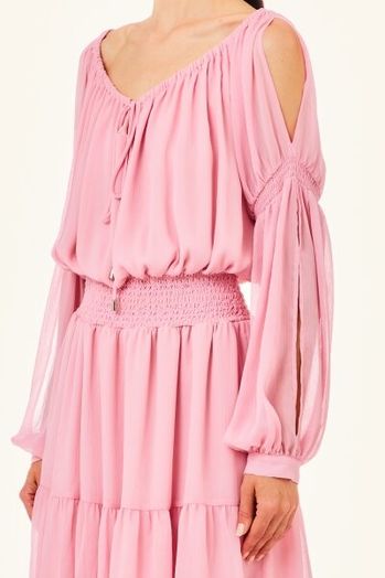 Roos sierlijk off shoulder kleed Liu Jo 