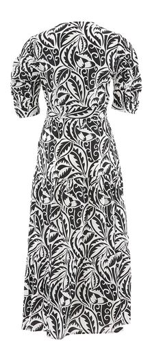 Witte lange katoenen jurk met zwarte paisley print Tomina Peppercorn