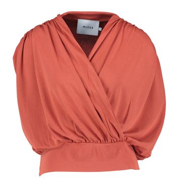 Brique kleurige blouse met V-hals Elvie Minus