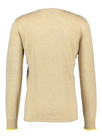 Beige trui met geel detail aan de mouw. Scotch & Soda 
