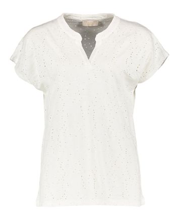 Wit geperforeerd t-shirt met structuur Signe Nature