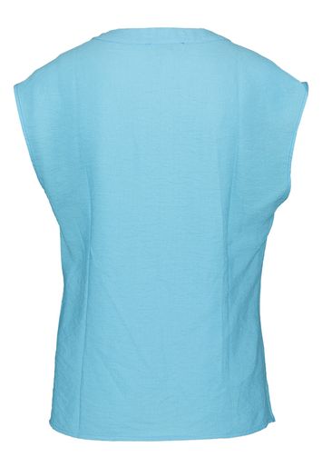 Aquablauwe blouse met V-hals en korte mouwen Signe Nature