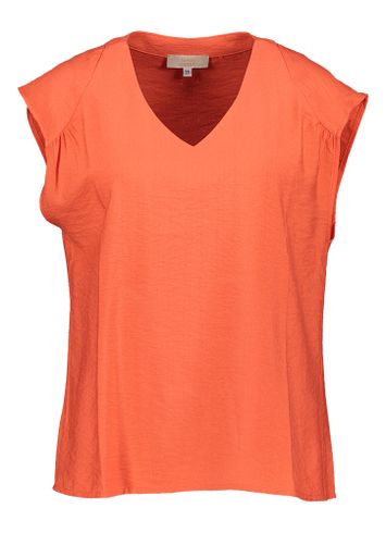Oranje blouse met V-hals en korte mouwen Signe Nature