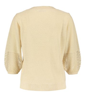 Ecru pull met v- hals en gouden mettalic Signe Nature 