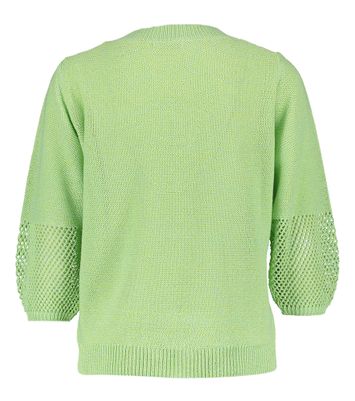 Groene pull met v- hals en gouden mettalic Signe Nature 