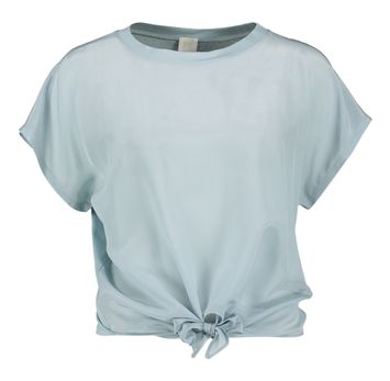 Blauwe t-shirt met knoopdetail Agostine Marella
