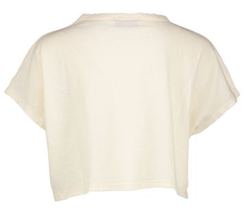 Ecru crop top t-shirt met multicolor opdruk Tomato Plate Bobo Choses