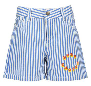 Blauw en ecru gestreepte short Circle Stripes Bobo Choses