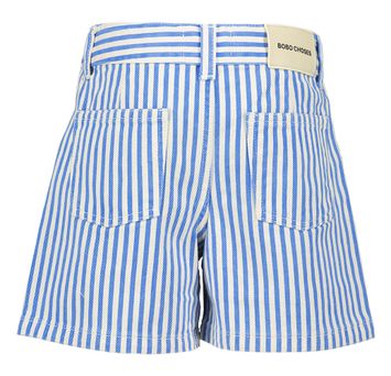 Blauw en ecru gestreepte short Circle Stripes Bobo Choses