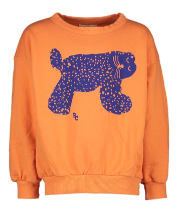 Oranje sweater met blauwe opdruk Big Cat Bobo Choses