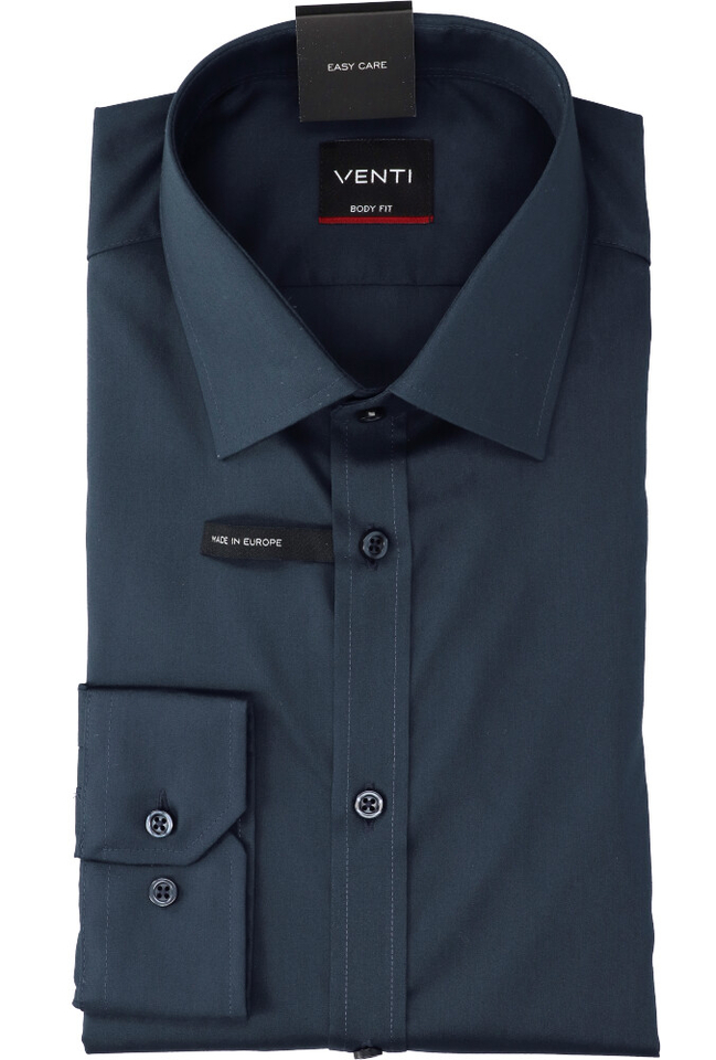 Blauw katoenen hemd (regular fit) en lange mouwen Venti 