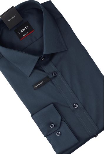 Blauw katoenen hemd (regular fit) en lange mouwen Venti 