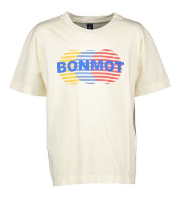 Off white katoenen t-shirt met kleurrijke opdruk Ivo Bonmot