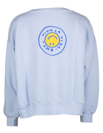 Lichtblauwe katoenen pull met ronde hals Bonmot