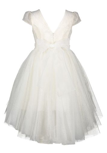 Witte jurk afgewerkt met goudkleurige kant en details Communie Miss Leod
