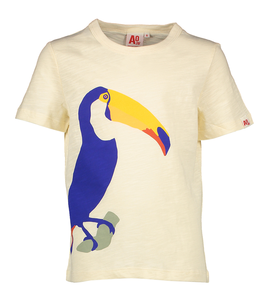 Beige t shirt met toekan vogel AO