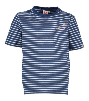 Wit en blauw gestreepte t-shirt met korte mouwen AO
