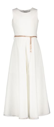 Ecru jumpsuit met rosé kleurige riem Elsy