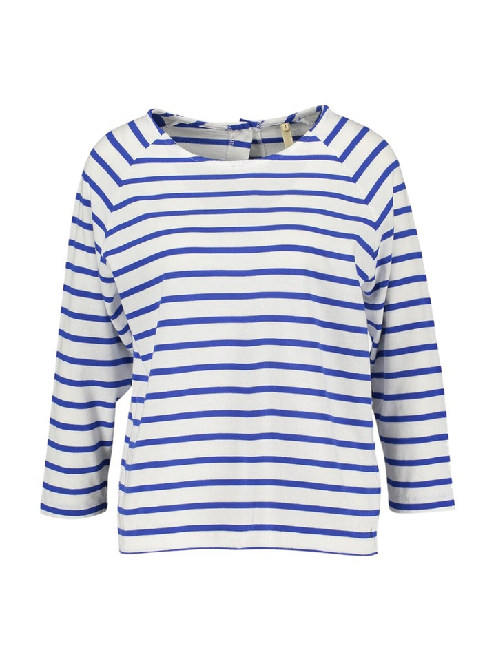 Wit en blauw gestreepte t-shirt met lange mouwen Maow Bellerose 