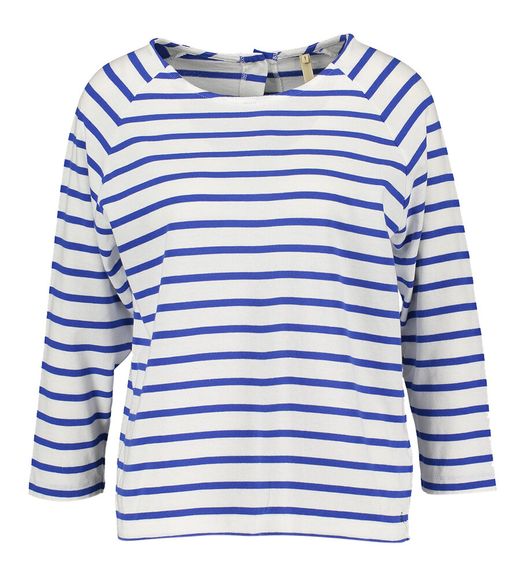 Wit en blauw gestreepte t-shirt met lange mouwen Maow Bellerose