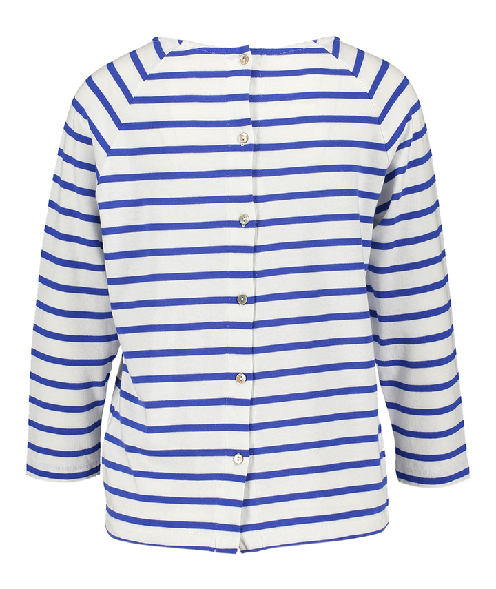 Wit en blauw gestreepte t-shirt met lange mouwen Maow Bellerose 