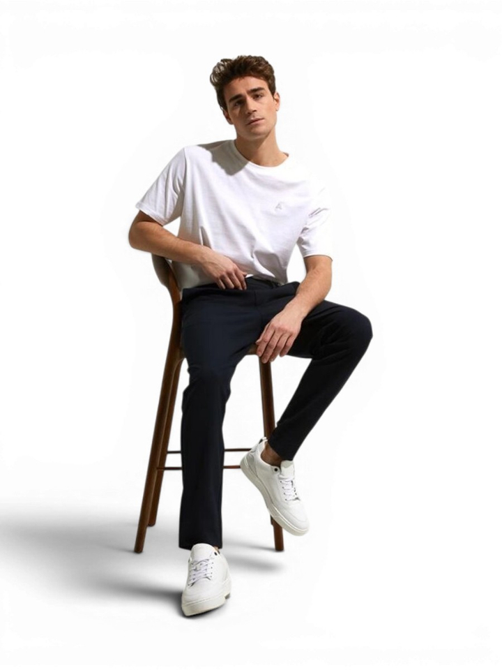 Donkerblauwe pantalon Theo Plain