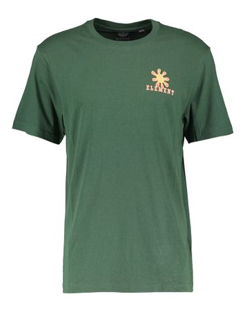 Donkergroene katoenen t-shirt met opdruk op achterkant Element