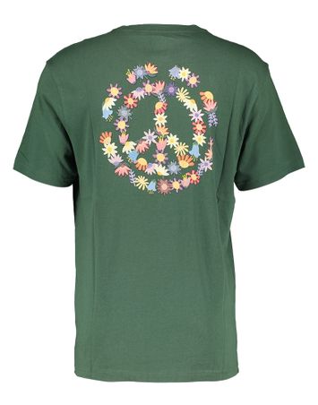Donkergroene katoenen t-shirt met opdruk op achterkant Element