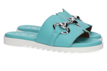 Appelblauwzeegroene slippers met zilverkleurig detail Cesira Jemy