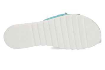 Appelblauwzeegroene slippers met zilverkleurig detail Cesira Jemy