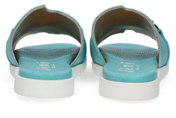 Appelblauwzeegroene slippers met zilverkleurig detail Cesira Jemy