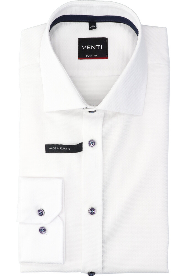 Wit uni katoen hemd (regular fit) met lange mouwen Venti 