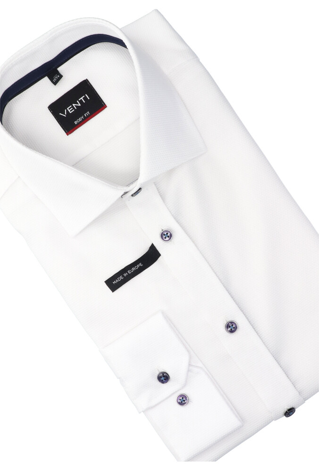 Wit uni katoen hemd (regular fit) met lange mouwen Venti 