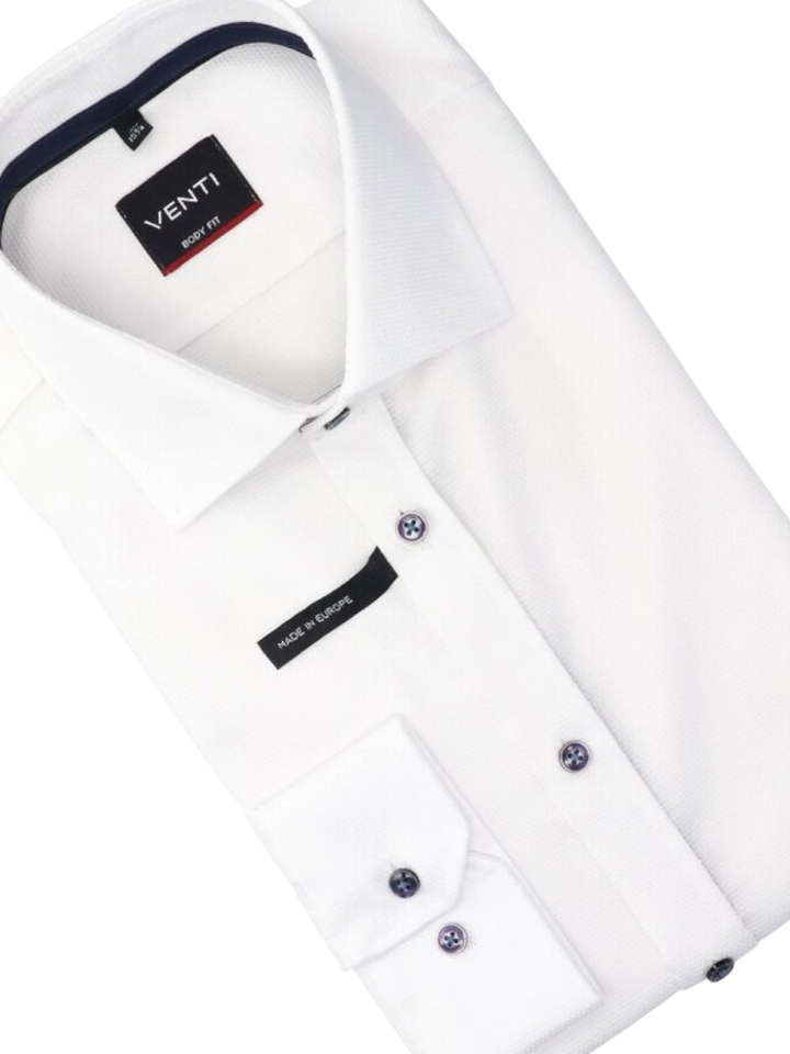 Wit uni katoen hemd (regular fit) met lange mouwen Venti 