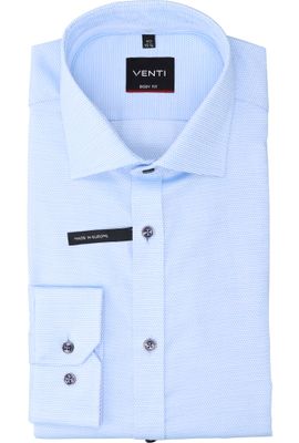 Blauw uni katoenen hemd (regular fit) met lange mouwen Venti