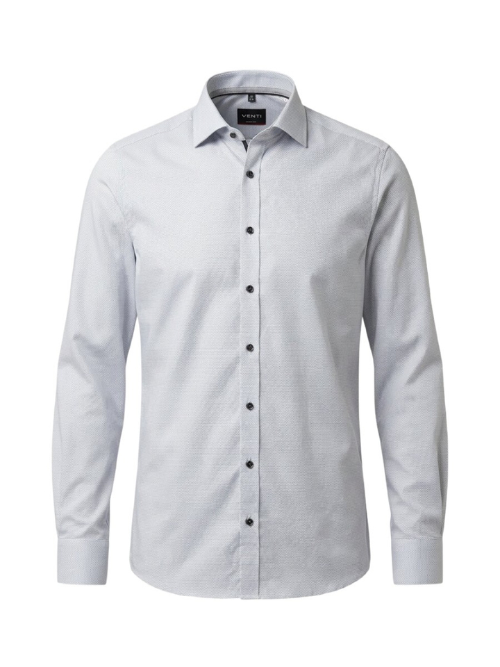 Grijs uni katoenen hemd (regular fit) met lange mouwen Venti