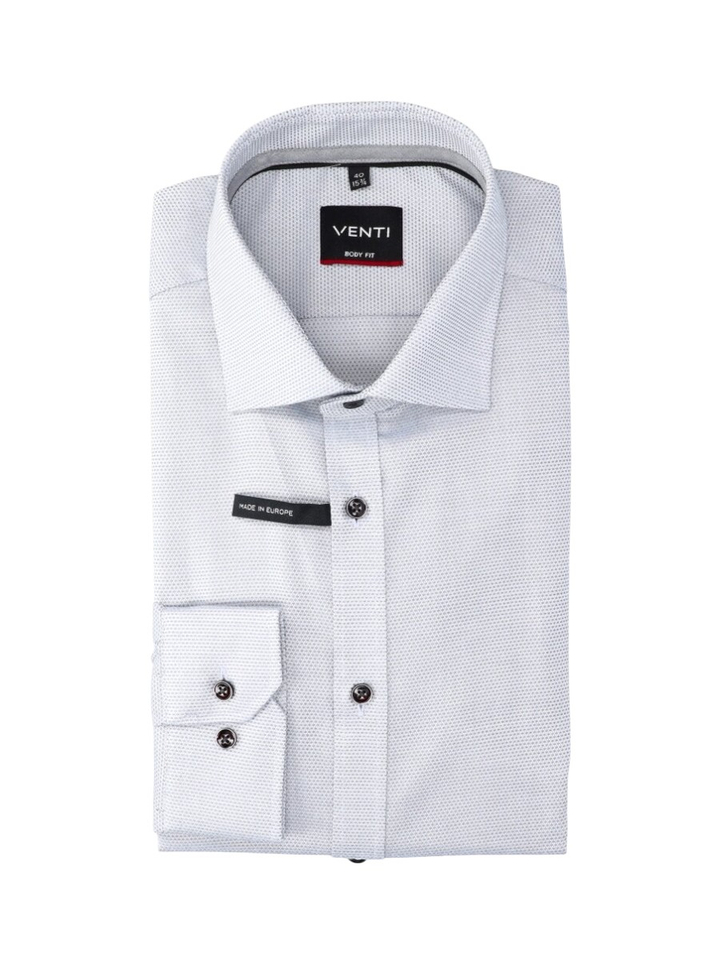 Grijs uni katoenen hemd (regular fit) met lange mouwen Venti