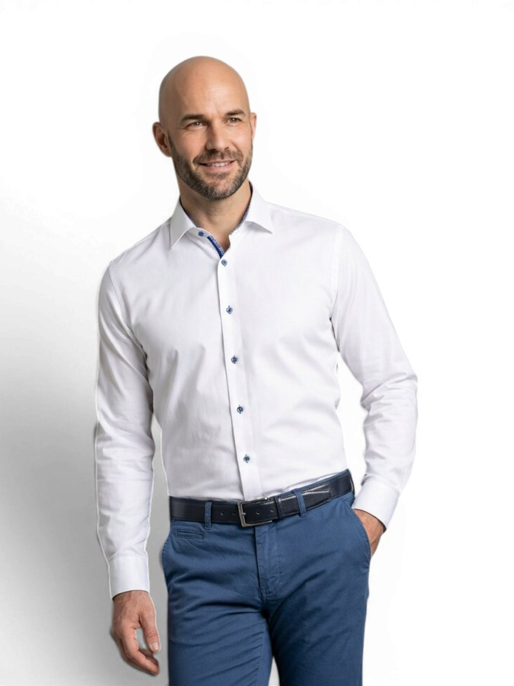 Wit katoenen hemd (regular fit) met extra lange mouwen Olymp 