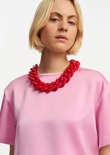 Rode halsketting met harsen schakels Floris Essentiel