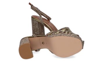 Goudkleurige sandalen met blokhak en strass Kurt Geiger