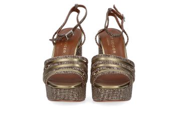 Goudkleurige sandalen met blokhak en strass Kurt Geiger