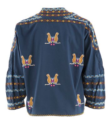 Blauwe blouse met geborduurde tijger Magnolia Nimo With Love