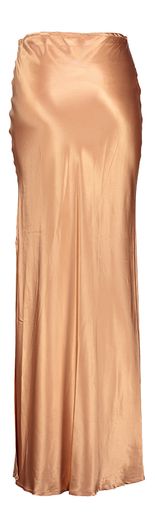 Roze lange glanzende rok met hoge split Barcelona long March 23