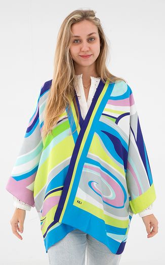 Multicolor zijden gilet in print Dona K&J