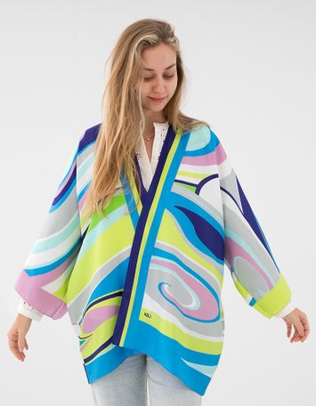 Multicolor zijden gilet in print Dona K&J
