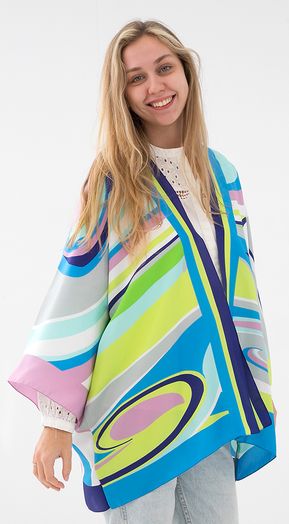 Multicolor zijden gilet in print Dona K&J