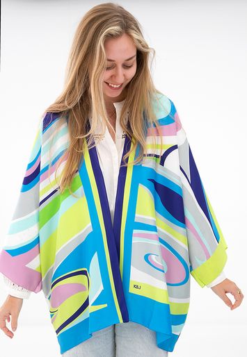 Multicolor zijden gilet in print Dona K&J