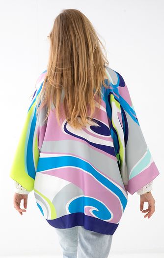 Multicolor zijden gilet in print Dona K&J