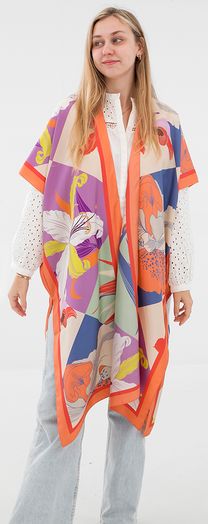 Multicolor lange zijden gilet Doutzen K&J