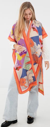 Multicolor lange zijden gilet Doutzen K&J